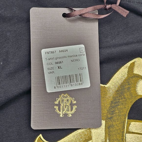 Roberto CavalliFoil Crest Graphic T-Shirt - Black - Picture 3 of 5